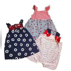Set of Three 6-9 M Girls' Outfits In Red White And Blue